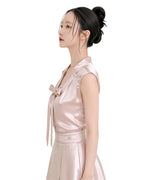 Rosette Bow Satin Co-Ord Set [Slim Fit]