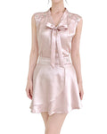 Rosette Bow Satin Co-Ord Set [Slim Fit]