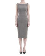 Boat Neck Textured Sleeveless Midi Bodycon Dress [Extreme Slim]