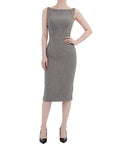 Boat Neck Textured Sleeveless Midi Bodycon Dress [Extreme Slim]
