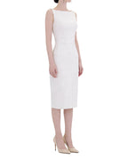 Boat Neck Textured Sleeveless Midi Bodycon Dress [Extreme Slim]