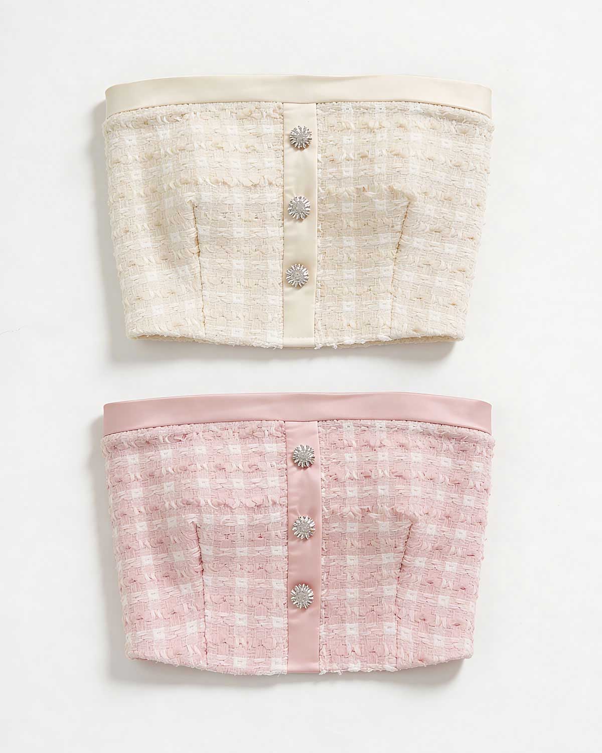 Boucle Satin Contrast Jewel Button Set [Extreme Slim]