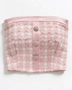 Boucle Satin Contrast Jewel Button Set [Extreme Slim]