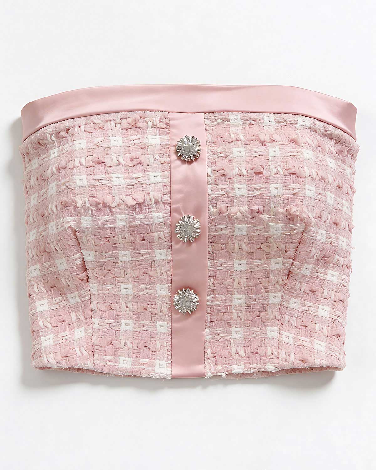Boucle Satin Contrast Jewel Button Set [Extreme Slim]