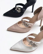 Camellia Crystal Buckle Mary Jane Stilettos