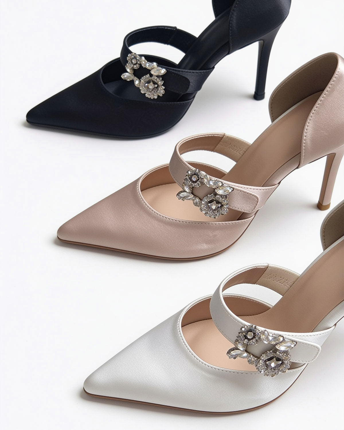 Camellia Crystal Buckle Mary Jane Stilettos