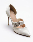 Camellia Crystal Buckle Mary Jane Stilettos