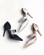 Camellia Crystal Buckle Mary Jane Stilettos