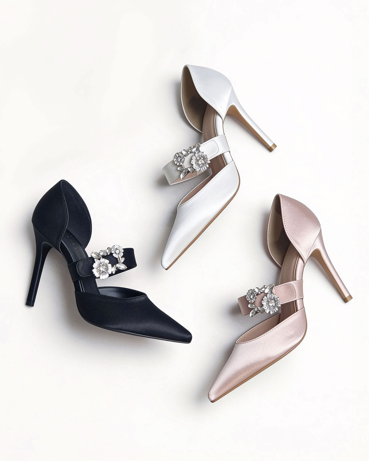 Camellia Crystal Buckle Mary Jane Stilettos