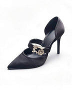 Camellia Crystal Buckle Mary Jane Stilettos