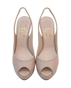 Champagne Peep-Toe Platform Slingbacks [Customizable Heel]