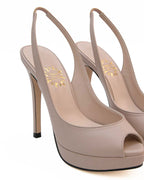 Champagne Peep-Toe Platform Slingbacks [Customizable Heel]