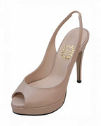 Champagne Peep-Toe Platform Slingbacks [Customizable Heel]