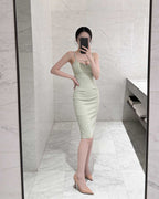 Charming Cut-Out Sweetheart Cami Bodycon Midi Dress [Extreme Slim]