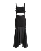 Charming Ruffle Cut-Out Sheer Maxi Dress [Slim Fit]