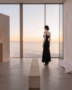 Charming Ruffle Cut-Out Sheer Maxi Dress [Slim Fit]