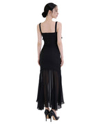 Charming Ruffle Cut-Out Sheer Maxi Dress [Slim Fit]