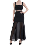 Charming Ruffle Cut-Out Sheer Maxi Dress [Slim Fit]