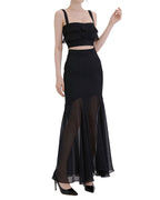 Charming Ruffle Cut-Out Sheer Maxi Dress [Slim Fit]