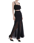 Charming Ruffle Cut-Out Sheer Maxi Dress [Slim Fit]