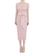 Charming Scalloped Lace Dress with Detachable Tie [Slim Fit]