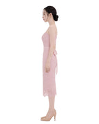 Charming Scalloped Lace Dress with Detachable Tie [Slim Fit]