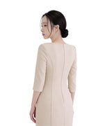 Classy Draped Waist Three-Quarter Sleeve Midi Dress [Regular Fit]
