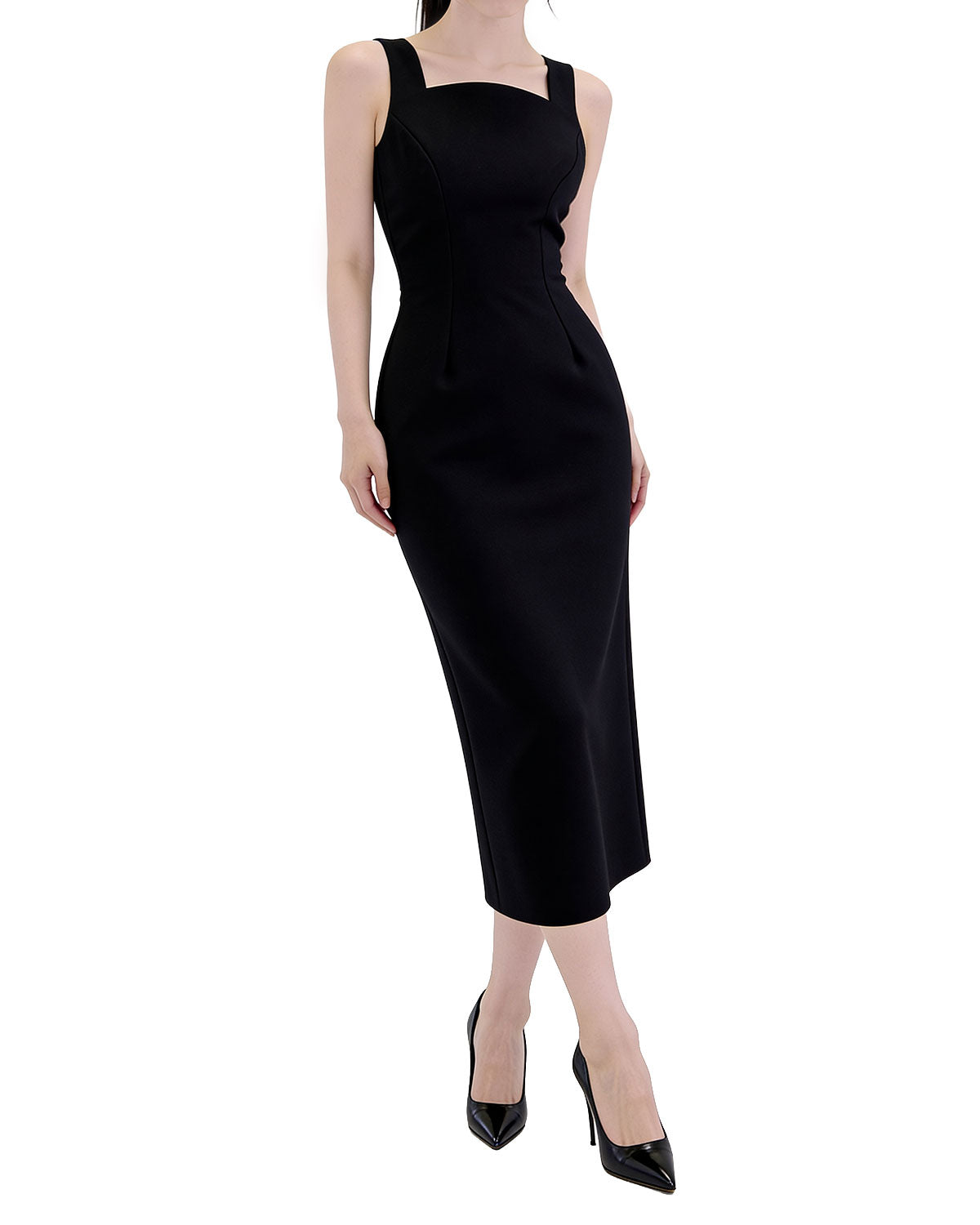 Classy Scoop-Neck Sleeveless Pencil Midi Dress [Regular Fit]