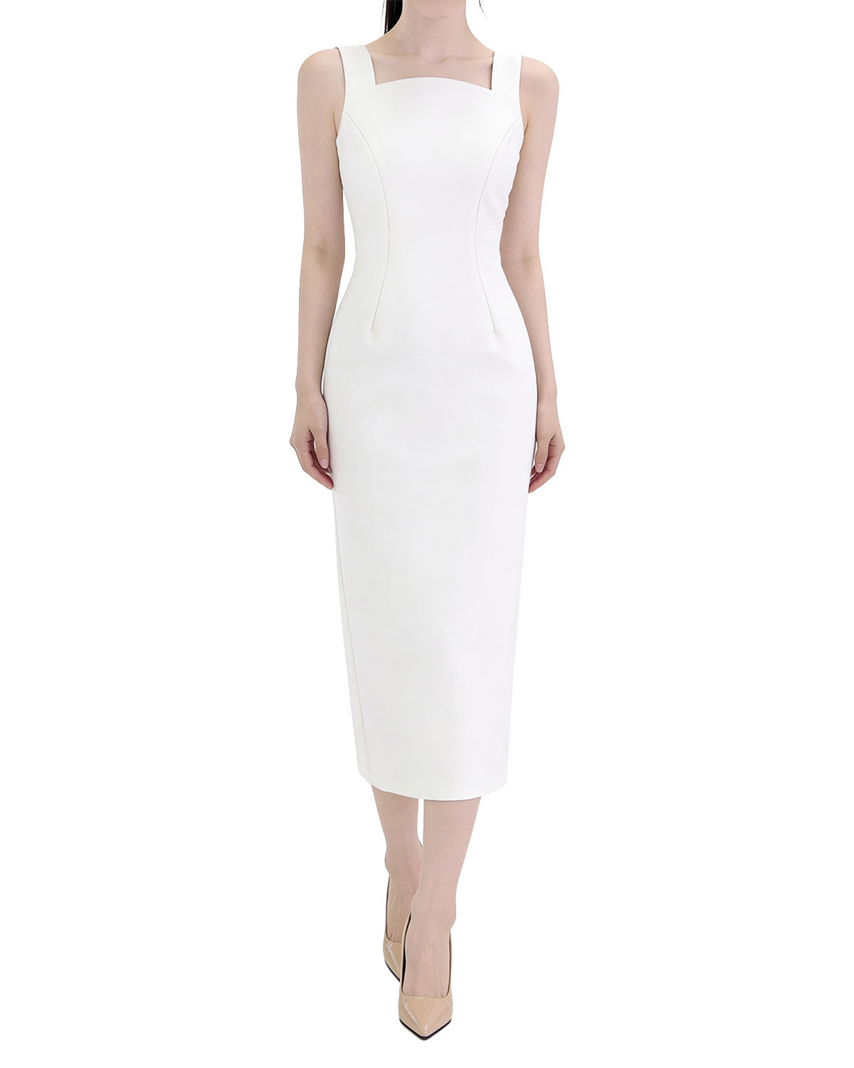 Classy Scoop-Neck Sleeveless Pencil Midi Dress [Regular Fit]