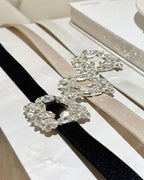 Crystal Buckle Satin Belt