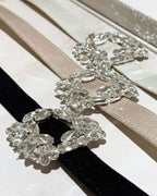 Crystal Buckle Satin Belt