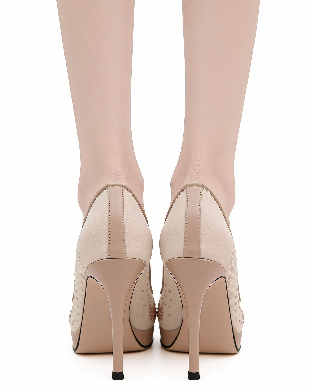 Crystal Pointed-Toe Handmade Pumps [Customizable Heel]