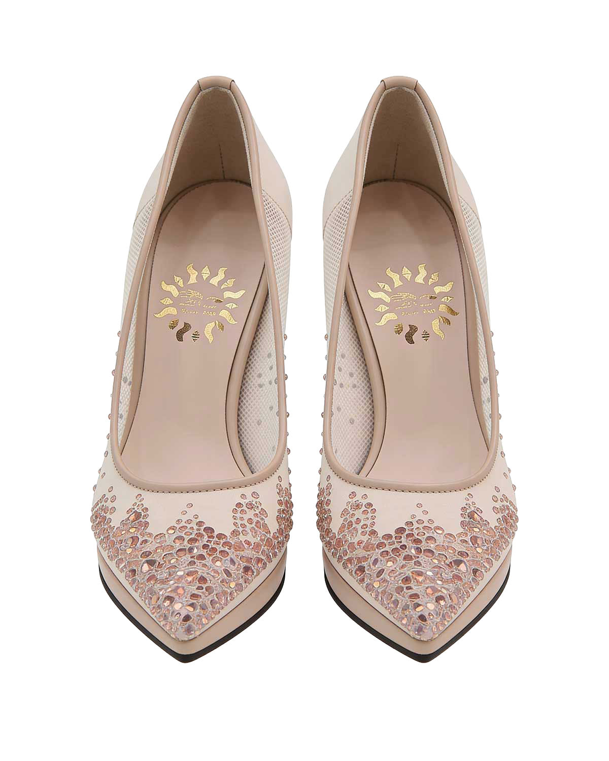 Crystal Pointed-Toe Handmade Pumps [Customizable Heel]