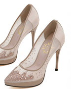 Crystal Pointed-Toe Handmade Pumps [Customizable Heel]