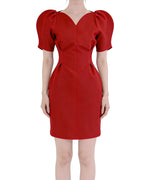 Dramatic Volume Puff Sleeve Cinch-Waist Mini Dress [Slim Fit]
