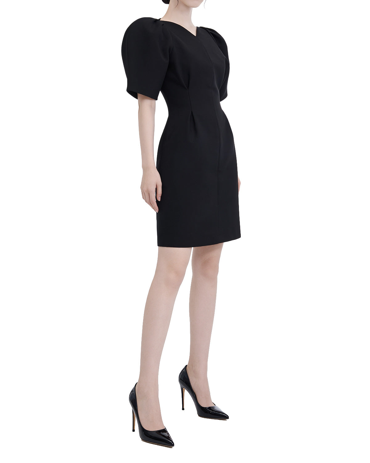 Dramatic Volume Puff Sleeve Cinch-Waist Mini Dress [Slim Fit]
