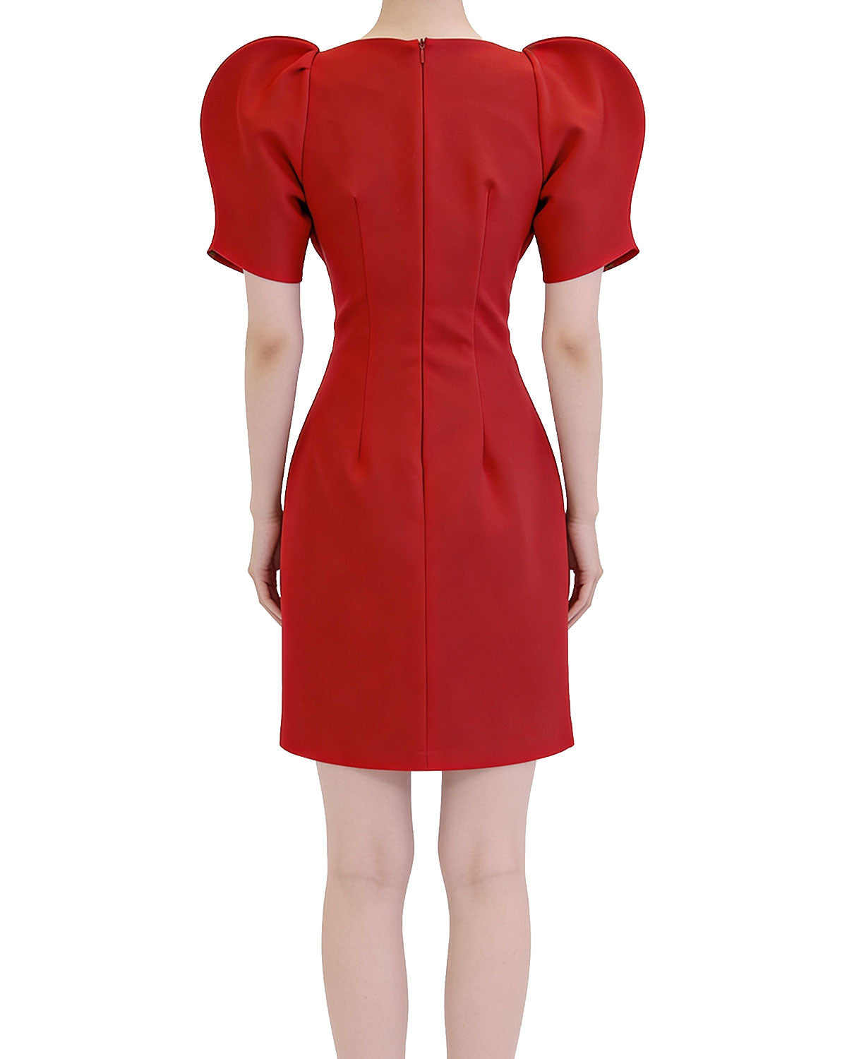 Dramatic Volume Puff Sleeve Cinch-Waist Mini Dress [Slim Fit]
