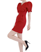Dramatic Volume Puff Sleeve Cinch-Waist Mini Dress [Slim Fit]