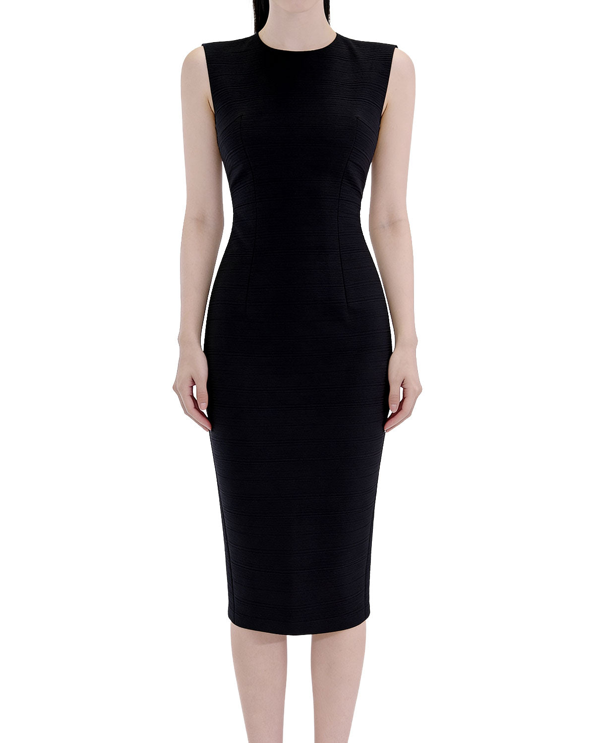 Essential Textured Sleeveless Column Midi Dress [Regular Fit]