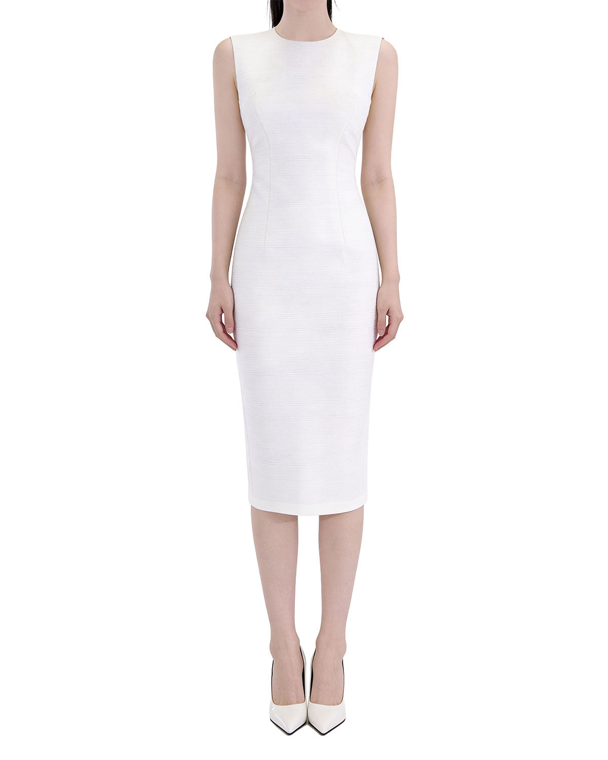 Essential Textured Sleeveless Column Midi Dress [Regular Fit]