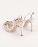 Estelle Floral Crystal Satin Mesh Slingbacks
