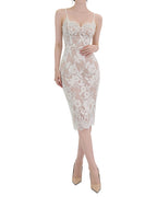 Exquisite Floral Lace Spaghetti Strap Midi Dress [Extreme Slim]