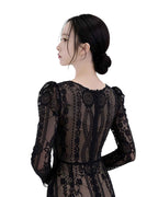 Exquisite Sweetheart Neck Long Sleeve Lace Mini Dress [Extreme Slim]