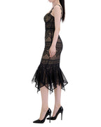 Exquisite Floral Lace Mermaid Midi Dress [Extreme Slim]