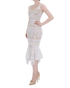 Exquisite Floral Lace Mermaid Midi Dress [Extreme Slim]