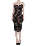 Exquisite Floral Lace Spaghetti Strap Midi Dress [Extreme Slim]