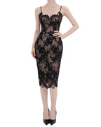 Exquisite Floral Lace Spaghetti Strap Midi Dress [Extreme Slim]