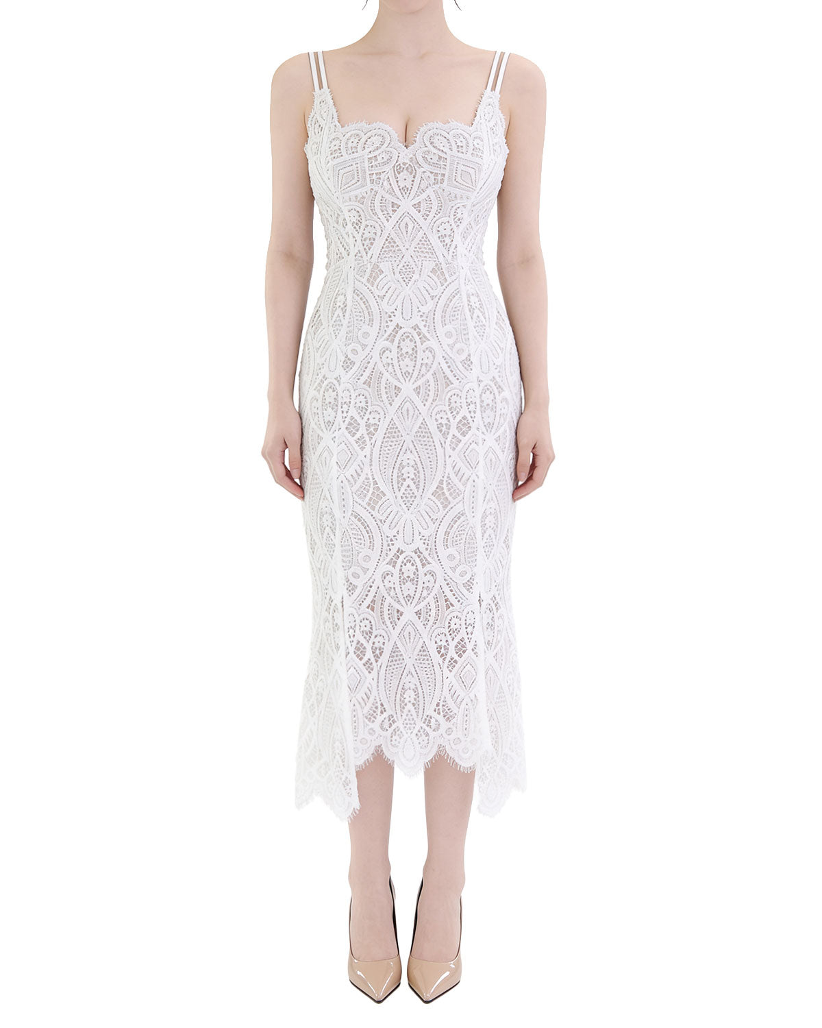 Exquisite Side-Slit Floral Lace Maxi Dress [Extreme Slim]