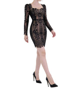 Exquisite Sweetheart Neck Long Sleeve Lace Mini Dress [Extreme Slim]