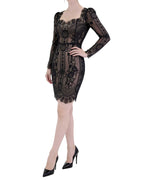 Exquisite Sweetheart Neck Long Sleeve Lace Mini Dress [Extreme Slim]